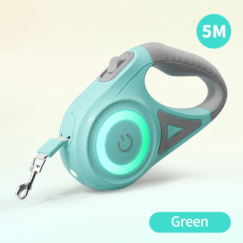 5M Retractable Dog Leash Automatic LED Light Luminous Roulette Leash Rope for Dogs Adjustable Pets Dog Walk Running Leads