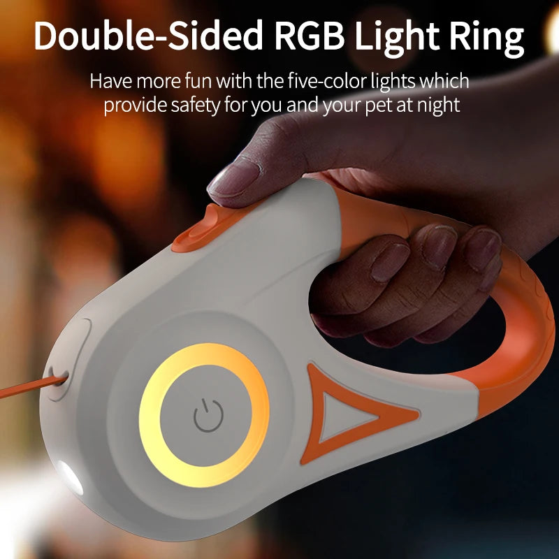 5M Retractable Dog Leash Automatic LED Light Luminous Roulette Leash Rope for Dogs Adjustable Pets Dog Walk Running Leads