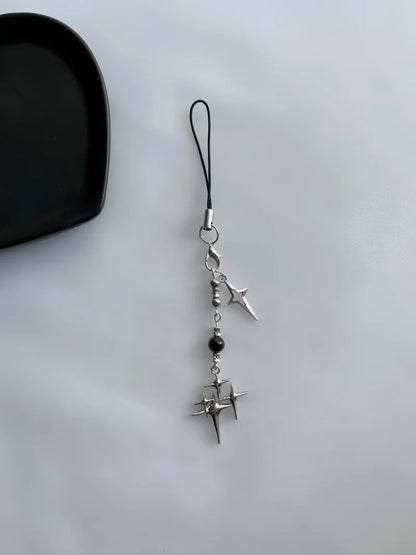 Beaded Keychain Y2K Phone Lanyard Goth Punk Style Flame Sacred Heart Backpack Pendant Gift for Classmates and Girlfriends