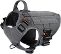 Tactical Dog Harness for Medium Dogs,Full Metal Buckles Dog Vest | with MOLLE, Reflective,Adjustable,2 Leash Clips,Control Handle,No Pull,Soft Padded,Grey,Medium