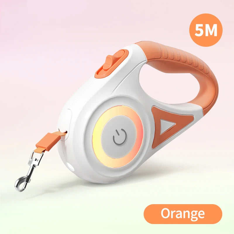 5M Retractable Dog Leash Automatic LED Light Luminous Roulette Leash Rope for Dogs Adjustable Pets Dog Walk Running Leads
